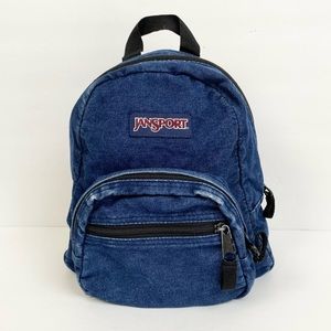 Vintage Denim Jean Jansport Mini Backpack Distrressed and faded 90s vibes